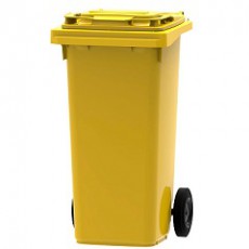 Conteneur en plastique 120 litres - JAUNE  2 roues.