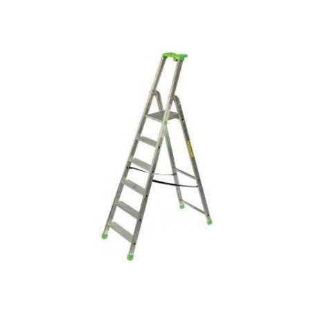 Uitstekend gangpad limiet Semi-professionele ladder - Aluminium 6 treden + plateau.