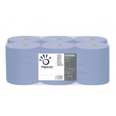 MIDI dévidage central 2 plis bleu gaufrés -  recyclé - 30x20 cm - 6 rlx/colis - Ecolabel
